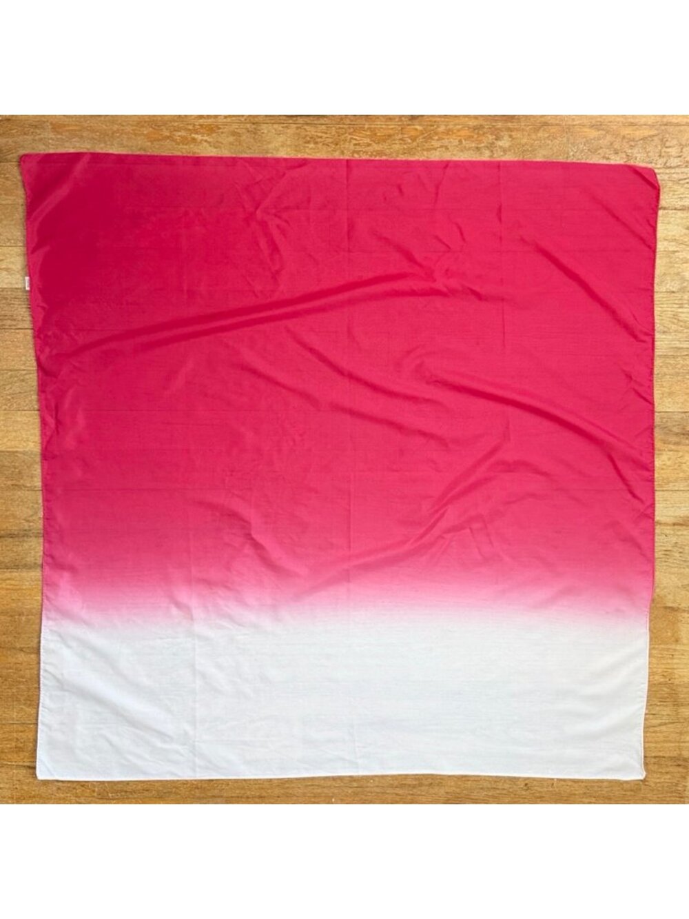Vintage Pink/White Ombre Large Square Scarf 1970s Nylon Neckscarf Ascot